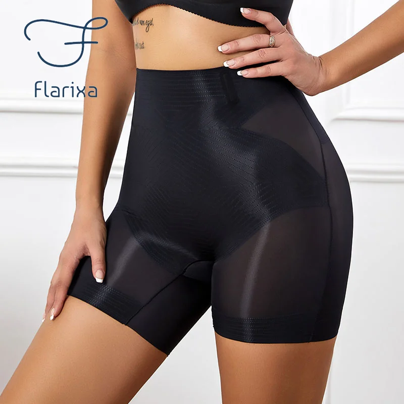 Flarixa Body Shapewear Woman High Waist Slimming Shorts Postpartum Abdomen Control Panties Ultra Thin Ice Silk Shaping Underwear