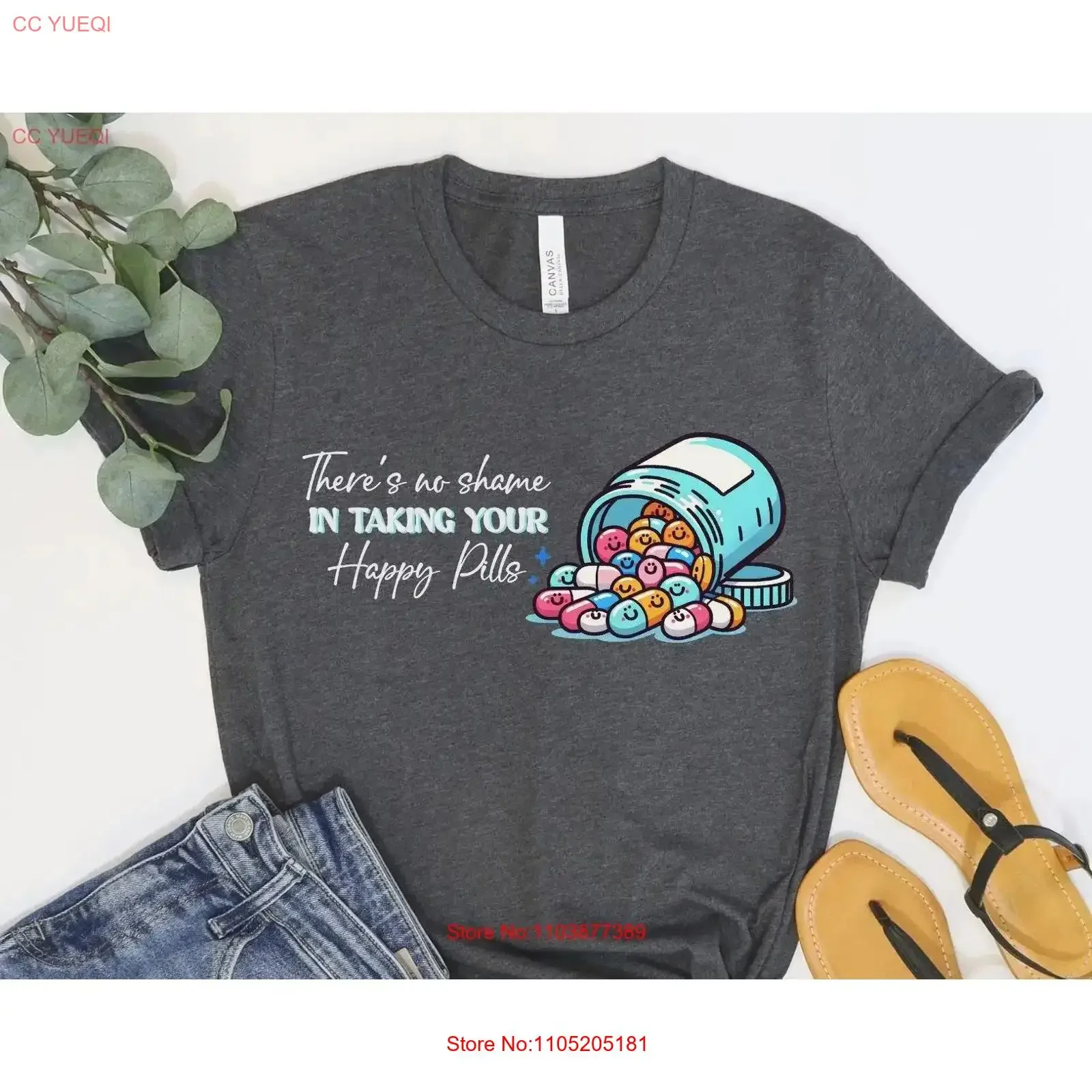 

Mental Health Advocates' T Shirt There's No Shame in Taking Your Happy Pills End The Stigma For Professionals vintage Washed