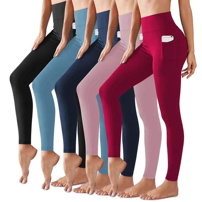 High Waist Elastic Yoga Legging with Pockets Tummy Control Workout Sweatpants Running Yoga Leggings for Womens Jogging Clothes