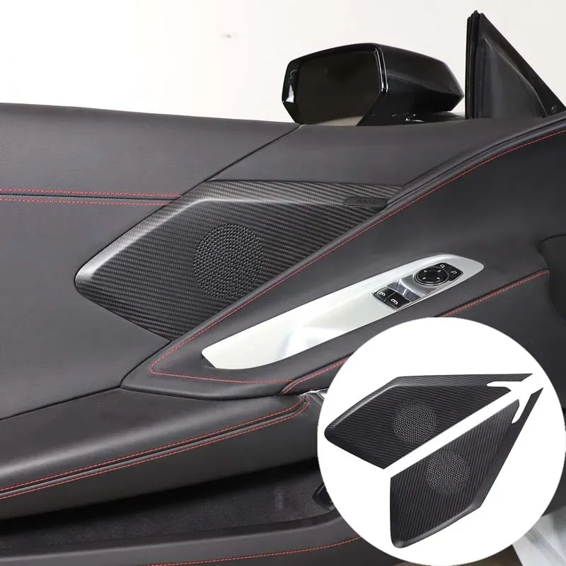 

For Chevrolet Corvette C8 Z06 Z51 2020-2023 Real Carbon Fiber Interior Side Door Horn Frame Cover Trim Horn Cover Accessories