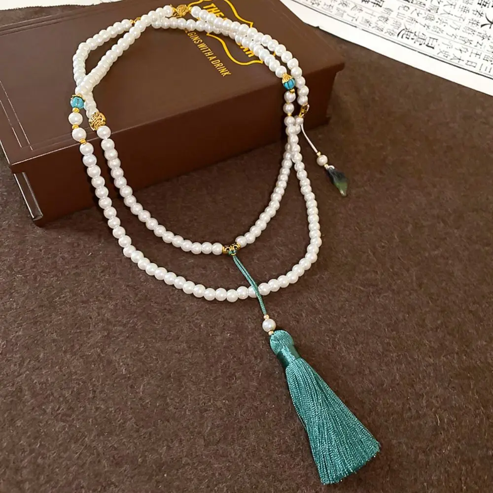 Tang Ming Song Dynasty Hanfu Pendant Ping an Buckle Chinese Style Horse Face Skirt Necklace Pearl Ethnic Style Chinese Necklace