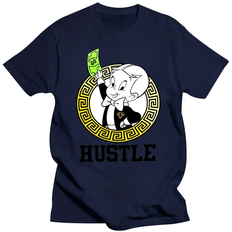 RICHIE RICH MONEY HUSTLE T-SHIRT MENS WHITE COMIC CARTOON RETRO TEE Round Neck Clothes Short Sleeves Cotton T Shirts