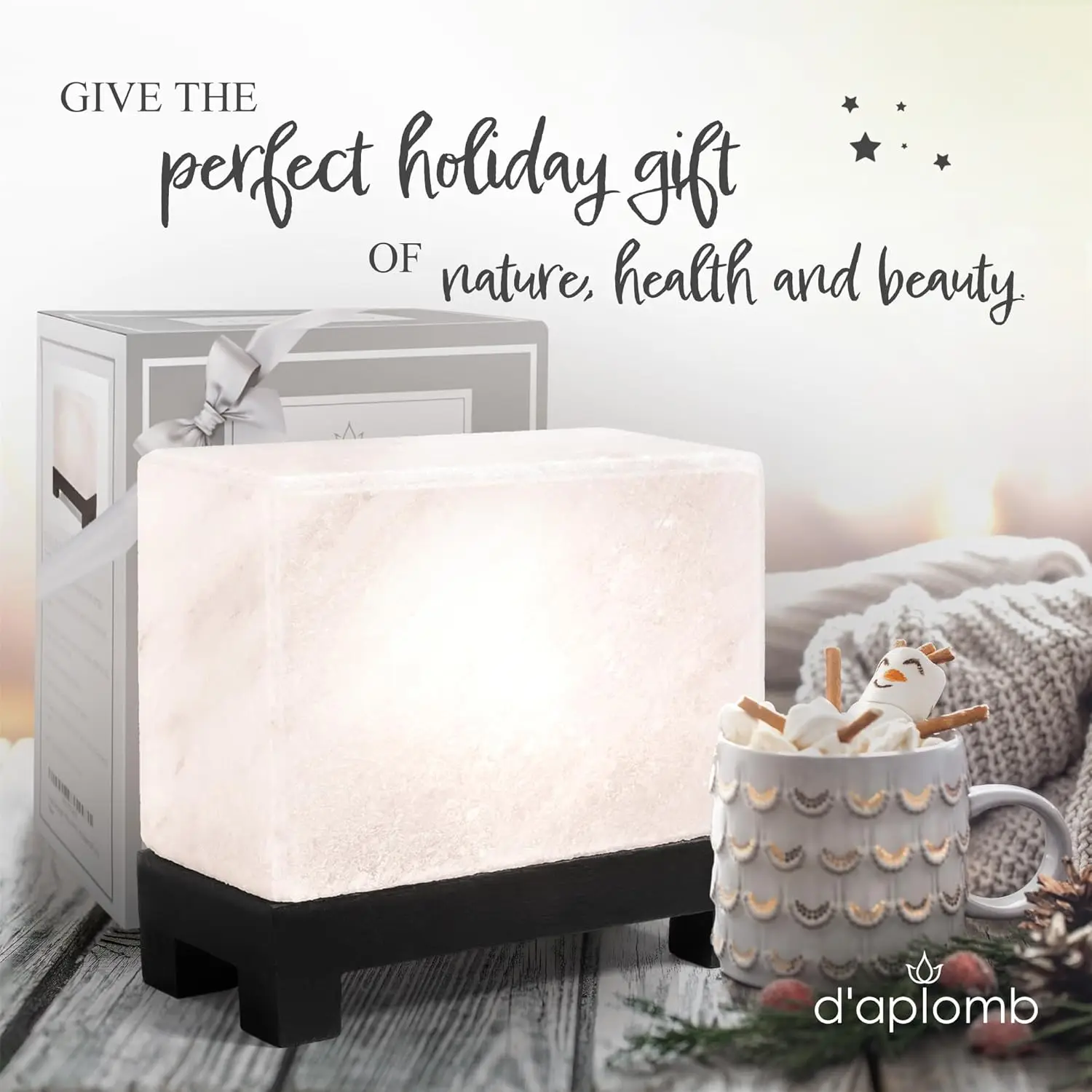 Authentic Himalayan Salt Lamp with Hand-Carved White Crystal, Wood Base & Dimmer Switch - 11.5 lbs