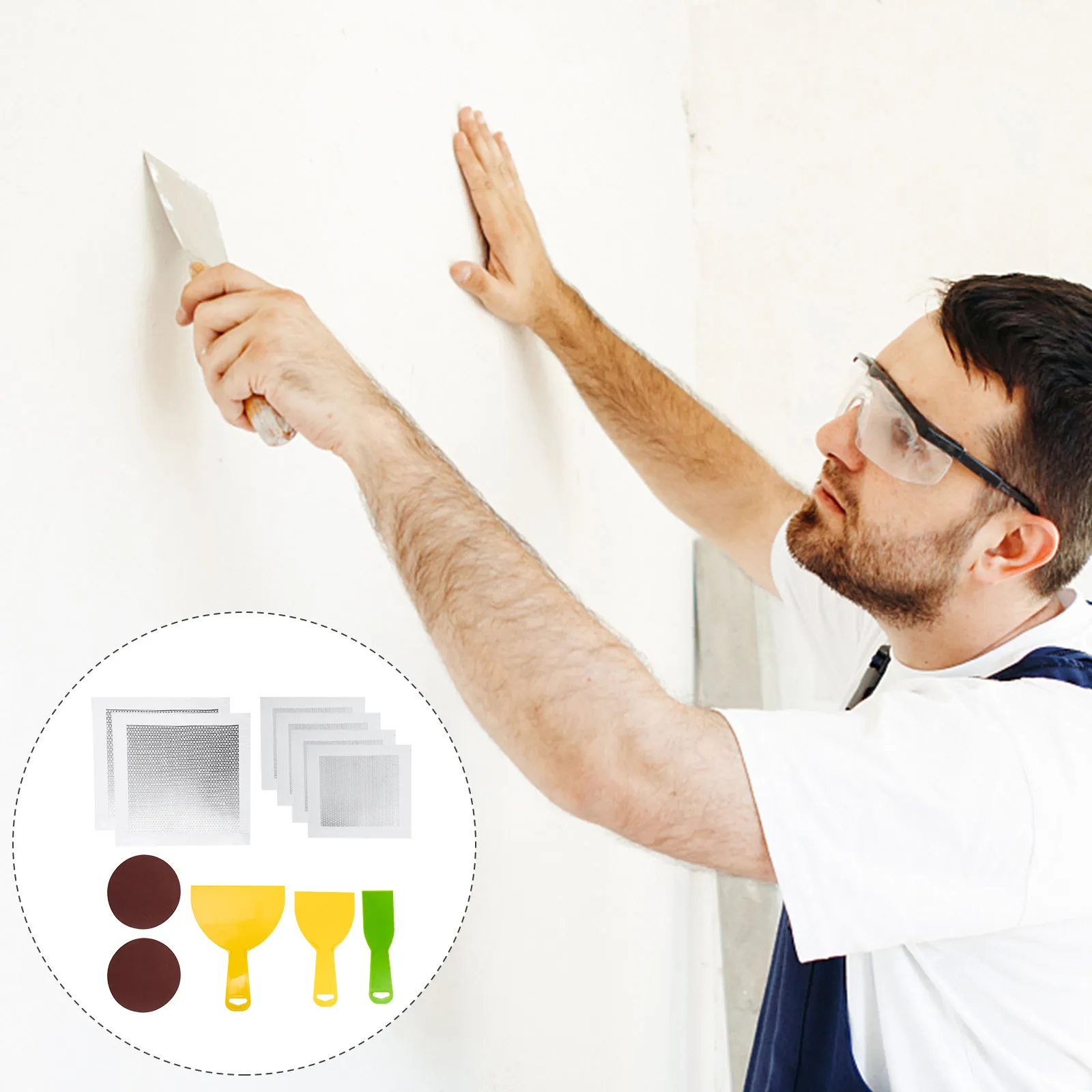 Aluminum Drywall Patch Kit – Self-Adhesive Fiber Mesh Wall Repair Patches for Holes & Cracks, DIY Home Renovation