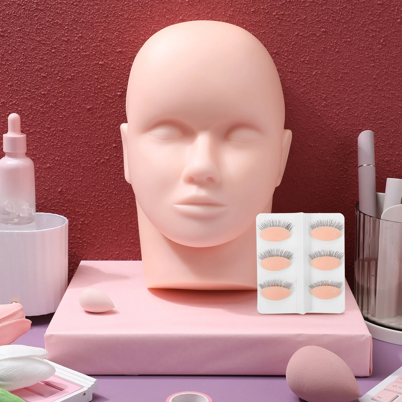 3Pairs Removable Eyelids for Eyelash Extension Practice Realistic Replaceable Eyelid Sets for Lash Mannequin Head Makeup