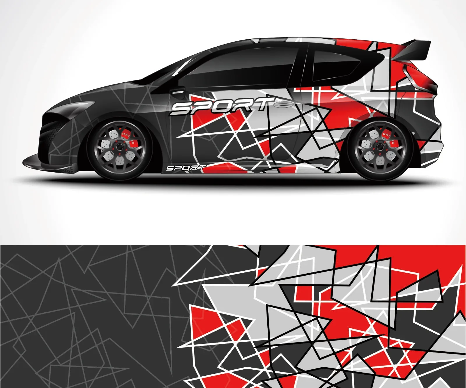 Abstract Geometry Racing Car Graphic Decal Full Body Vinyl Wrap Protect Universal Car Full Wrap Sticker Decorative Car Decal