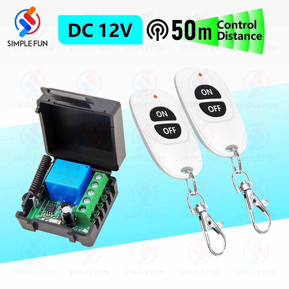 433Mhz Wireless Remote Control Switch DC 12V 10A 1CH Relay Module 50M Transmitter for Light/Electric Door/Electronic lock/Fan