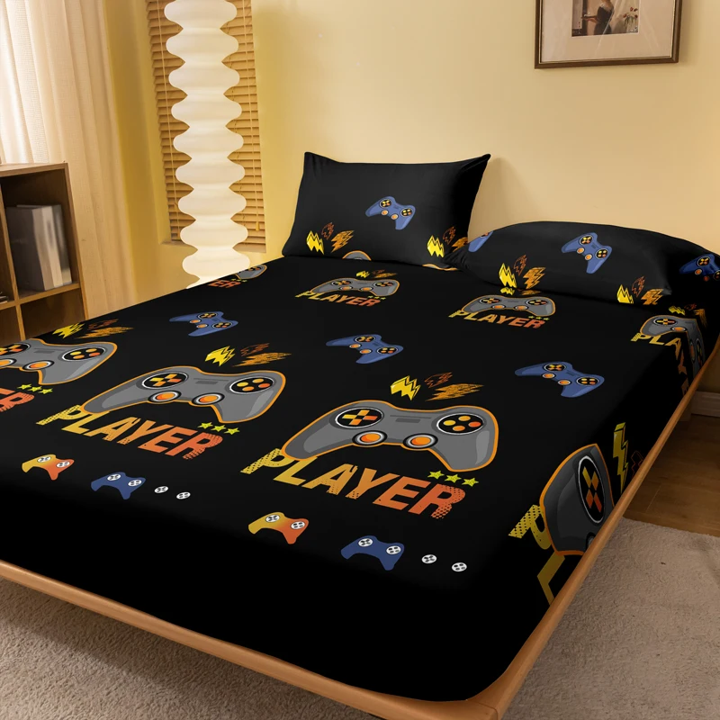 1 Piece of Giant Player Black Pattern Frosted Bedsheet, Bedroom Printed Bedspread, Bedding (Excluding Pillowcases)