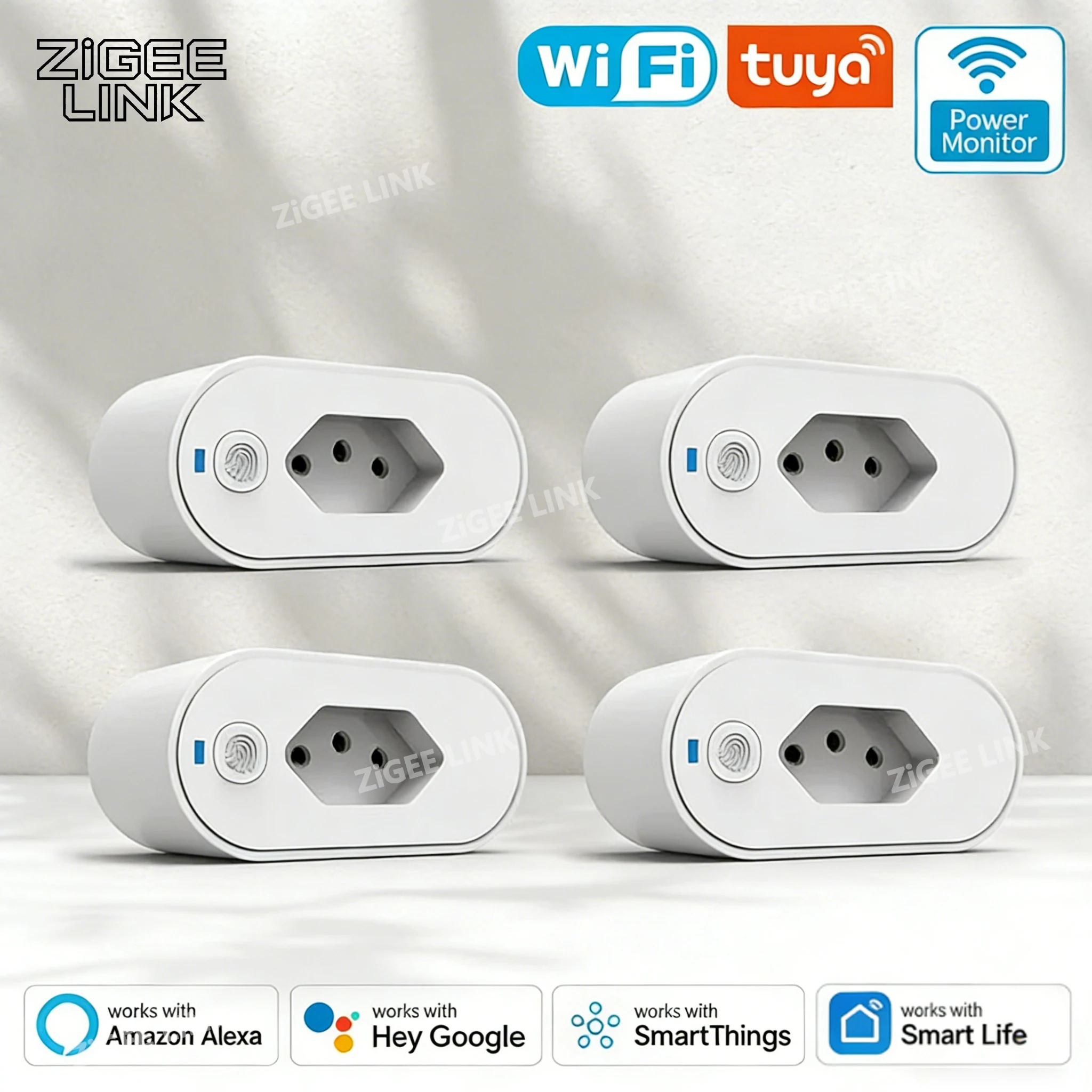 Tuya Wifi Socket Adaptador De Soquete Inteligente 16A Suporte Smart Life App التحكم Alexa Google Home Control vioce