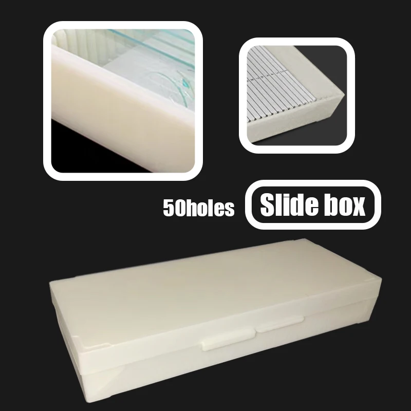 

1PC Microscope Slide Box Case Portable Storage Box Holding 50holes Biological Pathological Microscope Slides