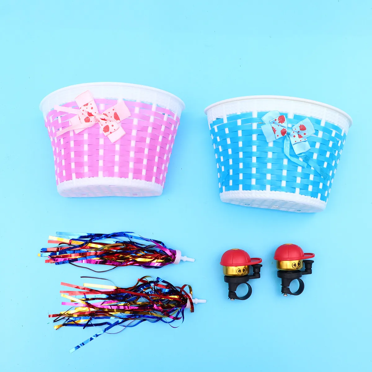 

1Set Kids Scooter Accessories Set Includes Blue Pink Car Baskets Car Bells Mixed Color Ribbon Scooter Carrier Parts Fun
