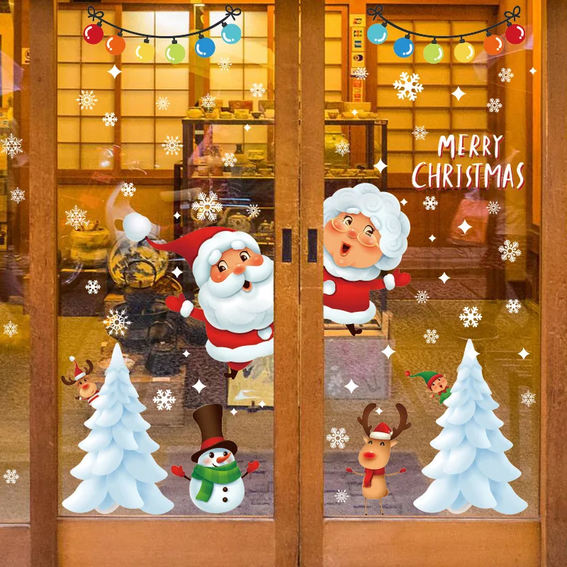 

1 Set Christmas Stickers Electrostatic Stickers New Year Window Door Decoration Window Stickers Wall Stickers Home Accessories