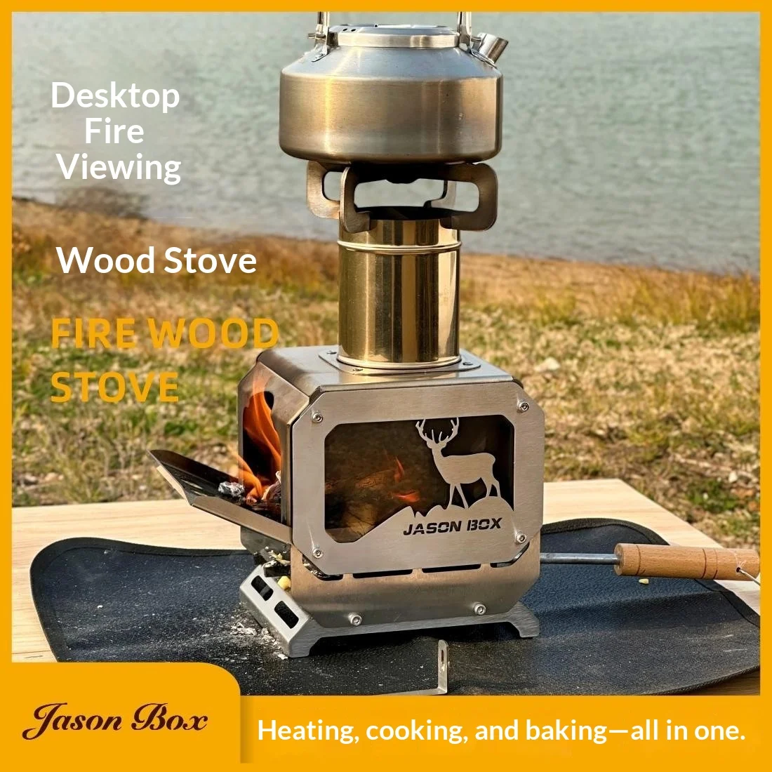 Outdoor Stainless Steel Miniature Folding Stove Carbon Fire Pit Desktop Window Fire Viewing Warmth For Camping And Tent Use