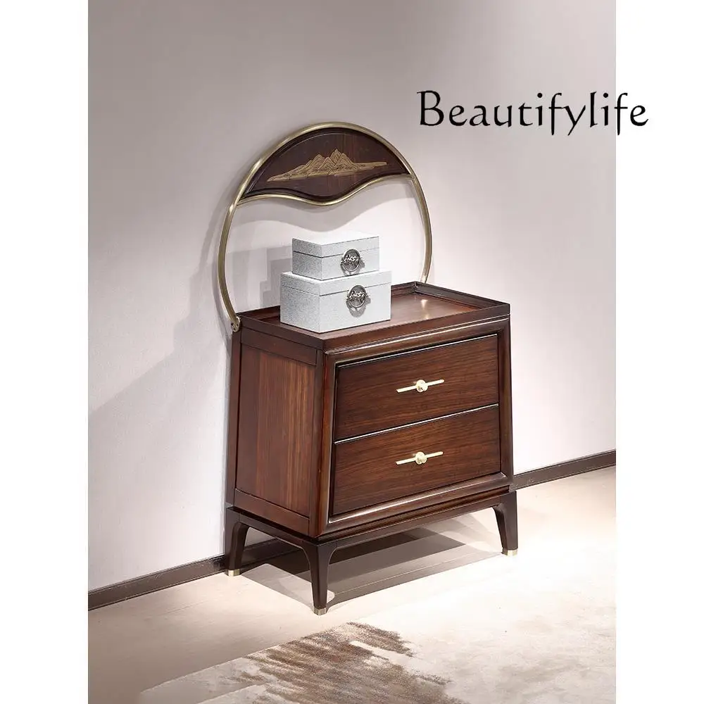 New Chinese Style Ugyen Wood Two-Drawer Cabinet Locker Curio Cabinet Oriental Aesthetics Modern Home Decoration Home