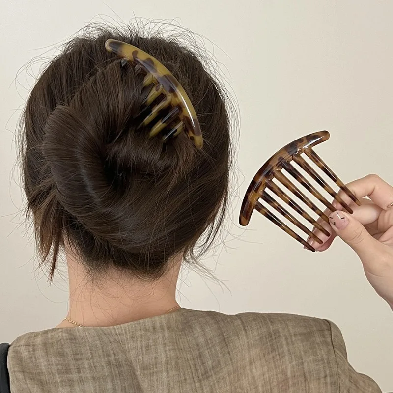 

Роскошные заколки для волос с леопардовым принтом, модные гребни-заколки для женщин, нескользящие гребни для челки, элегантные повседневные заколки для волос