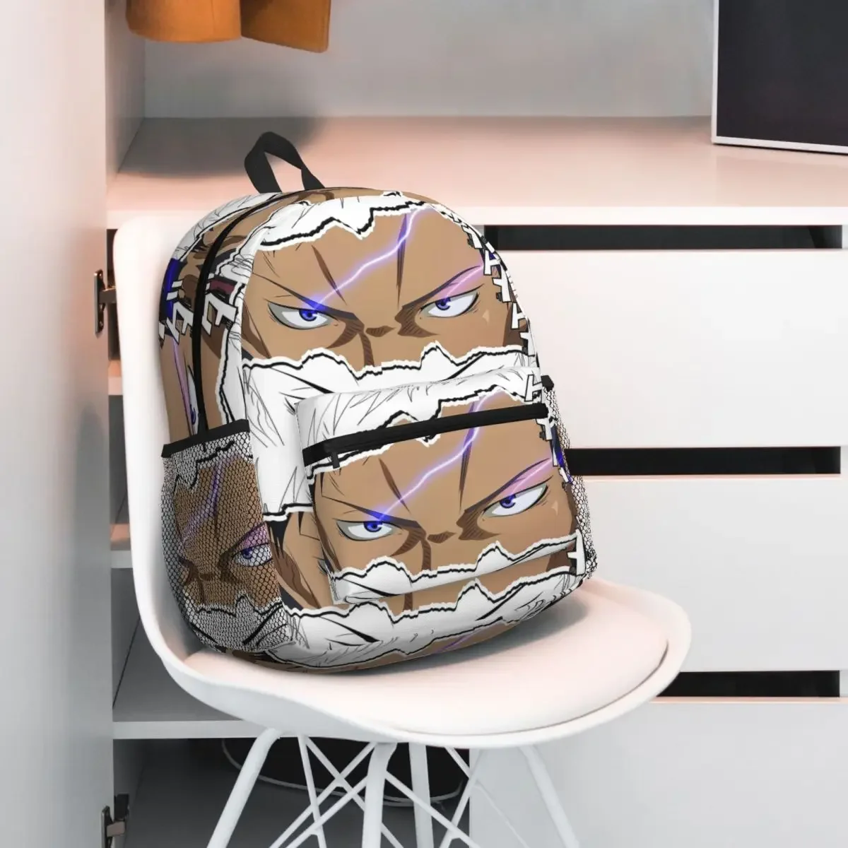 حقيبة ظهر Zone Anime Eyes Scratch Daypack ذات سعة كبيرة للأولاد والبنات حقيبة كتب مدرسية حقائب كتف للرجال والنساء