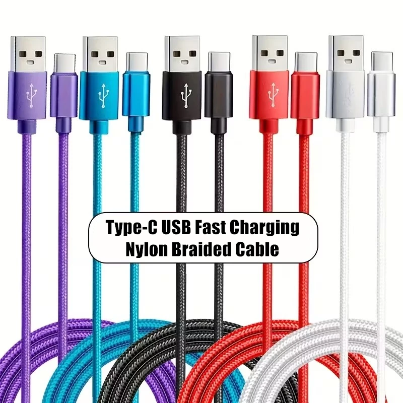 USB Type C Fast Charging Cable For Samsung Xiaomi Redmi POCO Honor OnePlus Quick Charge Braided Data Cables For iPhone 17 16 15