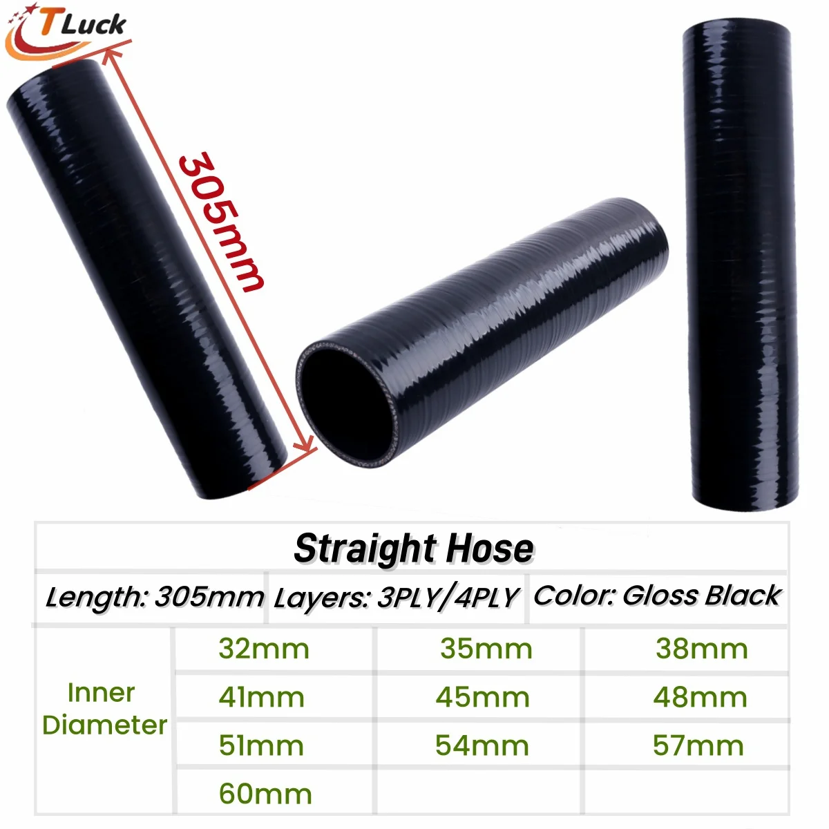1PC Straight Hose Silicone Intercooler Connector Turbo Intake Pipe Coolant Tube ID 32mm 35mm 38mm 41 45mm 48mm 51mm 54mm 57 60mm