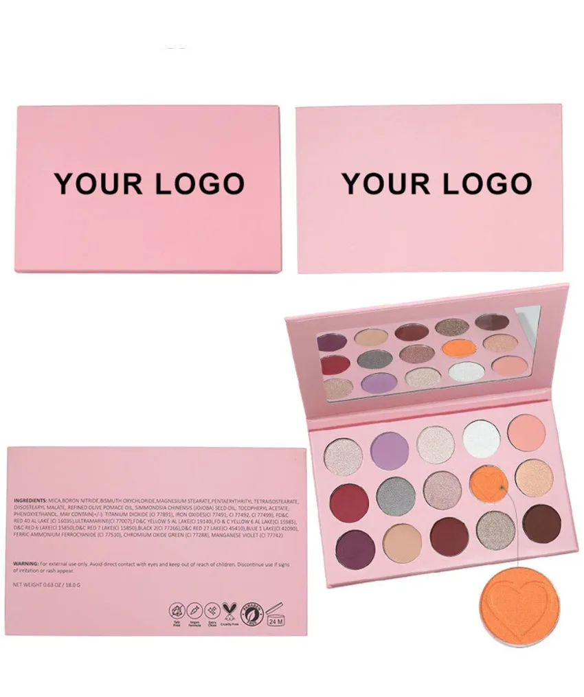 Private Label 15 Farbe DIY runde Lidschatten Platte Pigment langlebige wasserdichte matte Perl glanz Make-up benutzer definierte Logo Großhandel