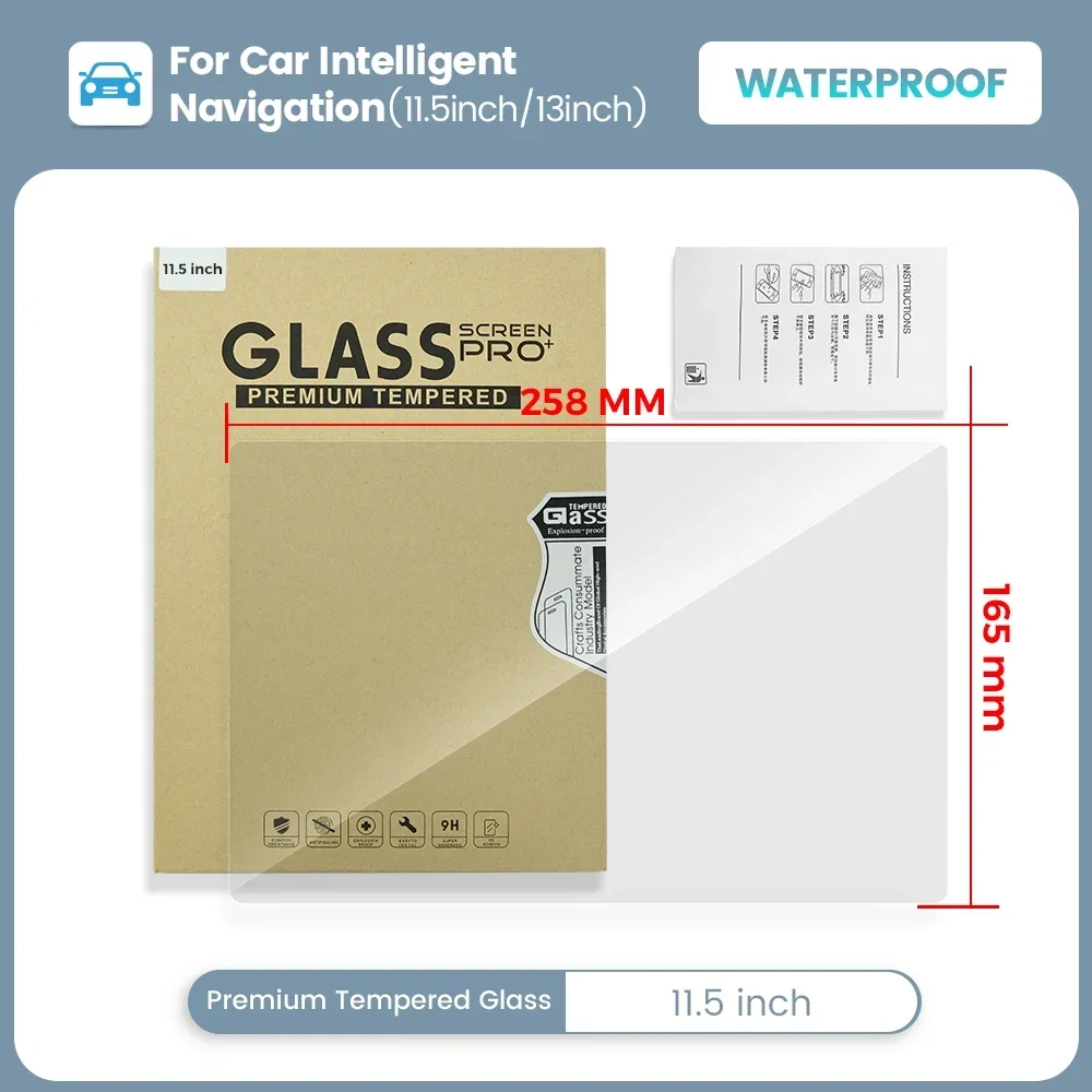 Car Radio Tempered Glass Protector Film for 11.5/13 Inch Touch Screen Multimedia Player Display Waterproof LCD Protector Sticker