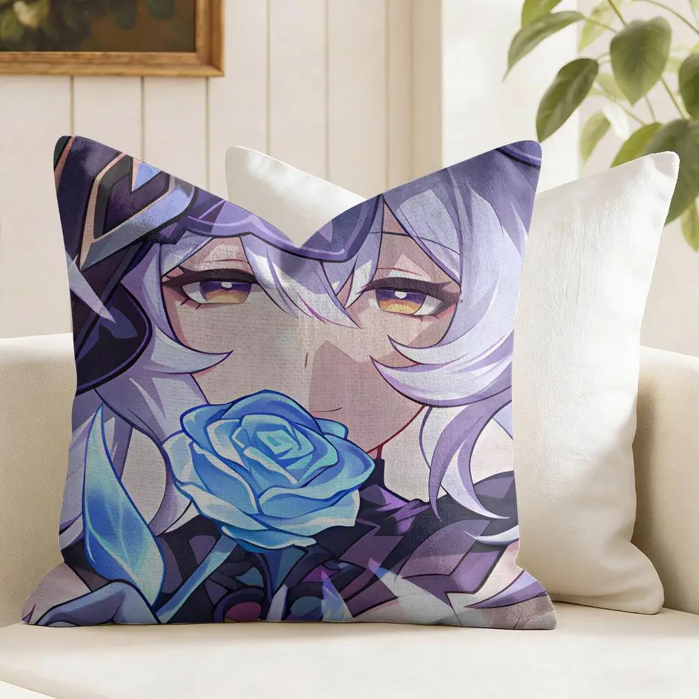 Honkai Star Rail Black Swan Cushion Cover Eco Linen Pillow Case Double-Sided Print Breathable Durable Zipper Home Decor Gift