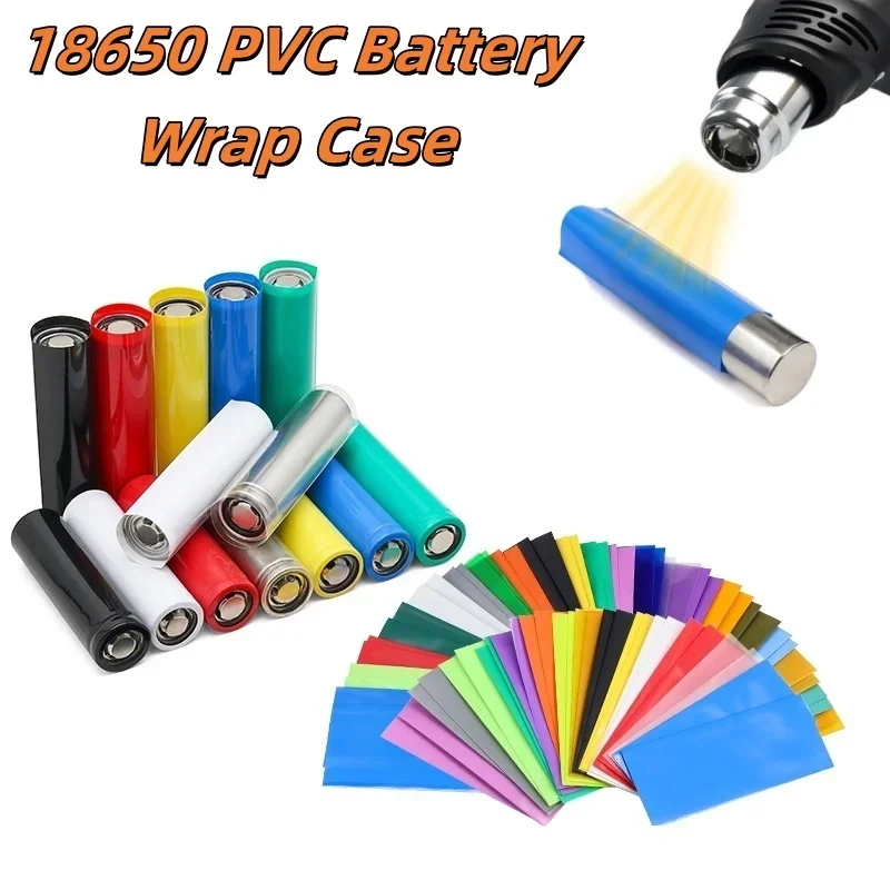 50/100/200 Uds cubierta de tubo para envoltura de baterías 18650 funda de envoltura de batería de PVC película de batería película aislante funda protectora paquete