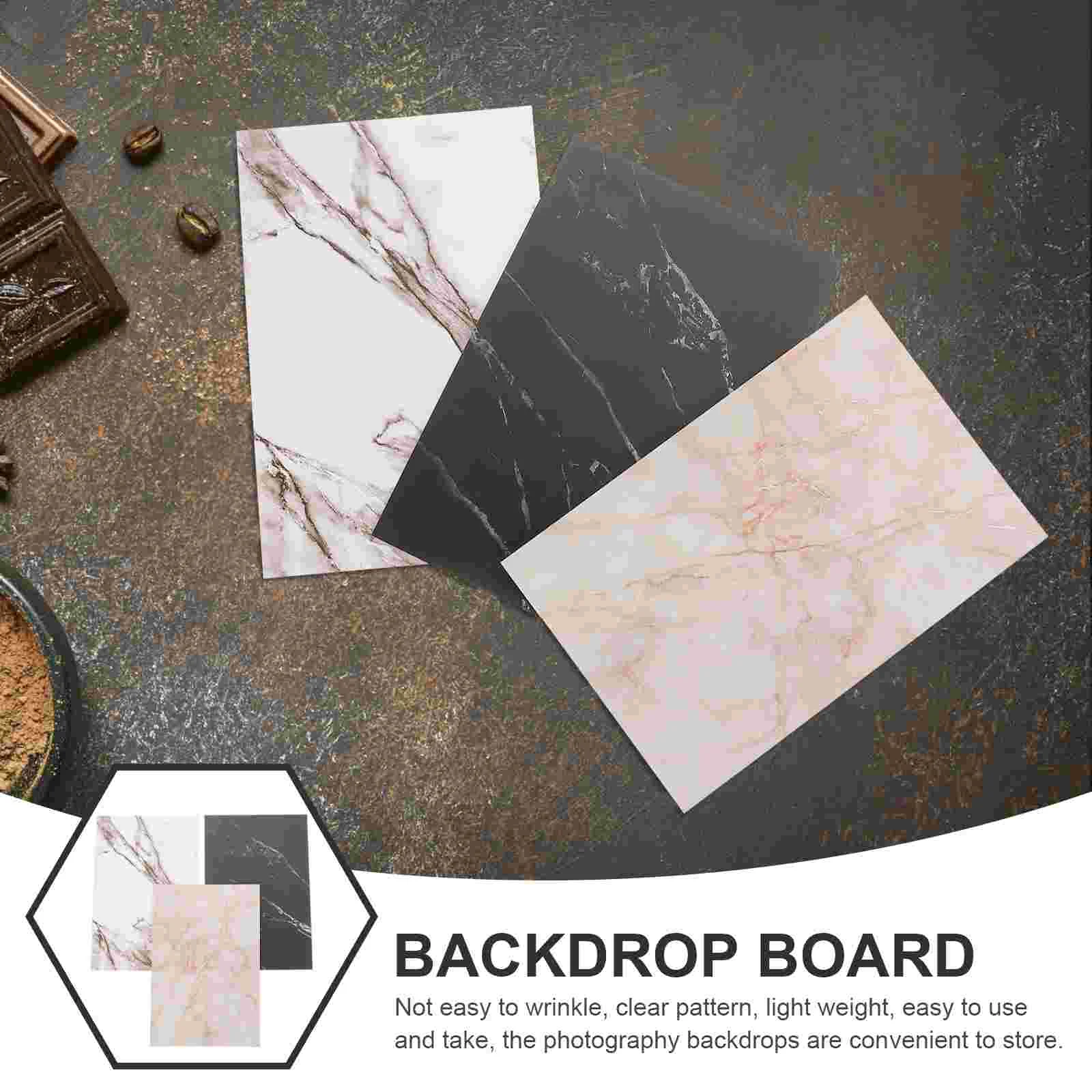 3 Pcs Marbling Card Photography Background Jewelry Backdrops Product Food Boards Pvc