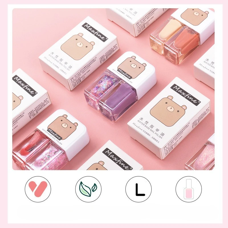 2 in 1 Candy Color Nail Polish Manicure Water-based Bright Scrub Set No-bake Quick-drying Odorless Nail Polish Full Set Makeup