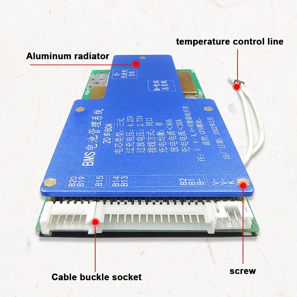 18650 bateria BMS 20S 72V 50A 18650 płyta zabezpieczająca baterię litową balans ładowania podwójna funkcja pokładzie