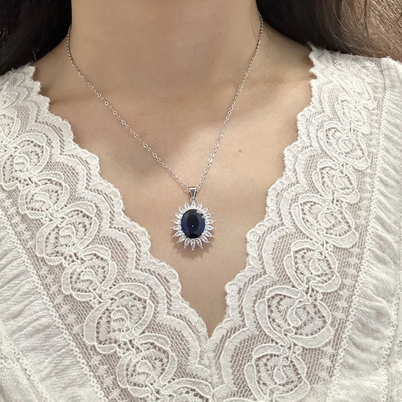 Europe and the United States hot color treasure ring simulation jewelry jewelry senior jewelry sapphire necklace ring earrings