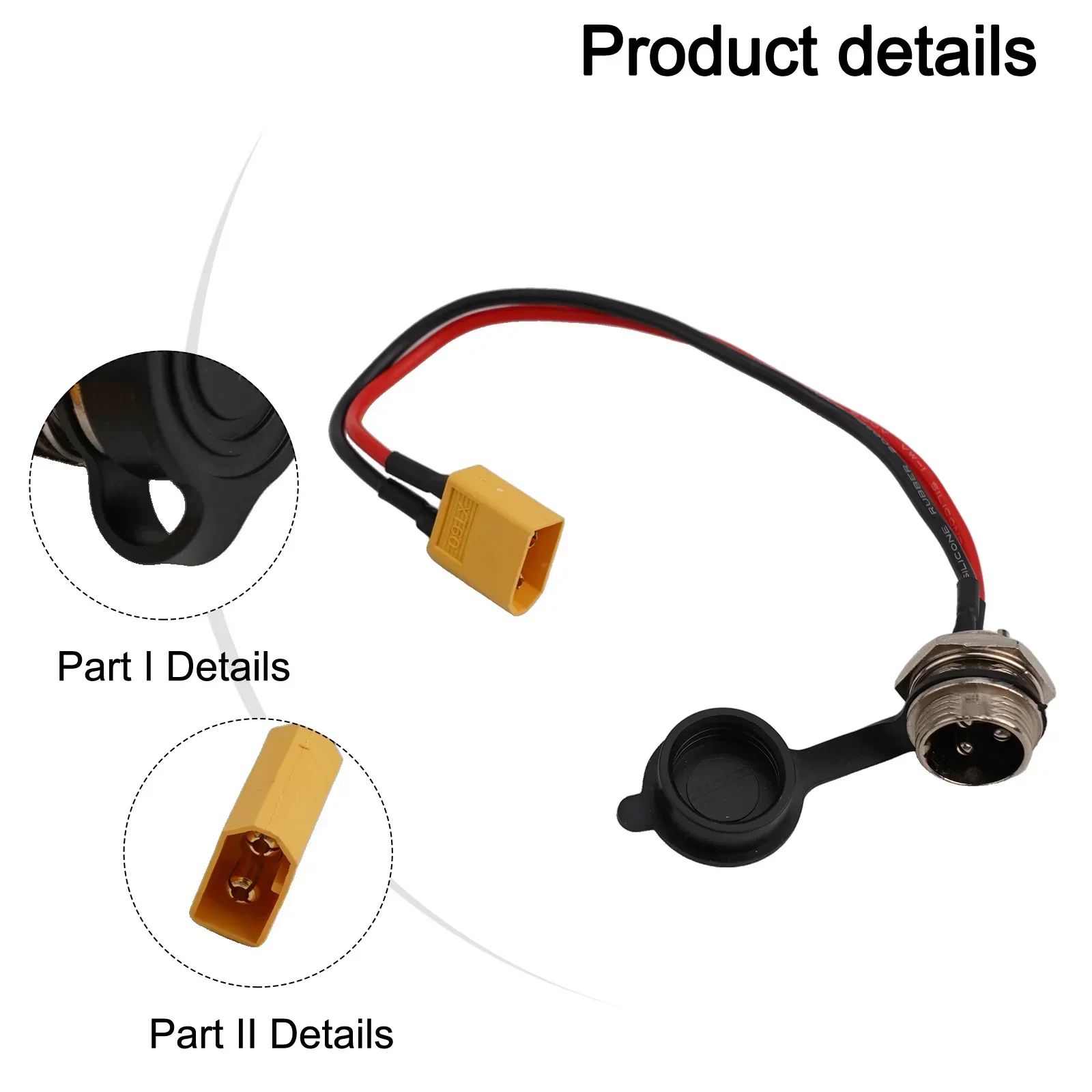 E-Scooter Charging Cable Aviation Charging Port Plastic Shell Replacement Parts Simple Structure Wear-resistant Plastic