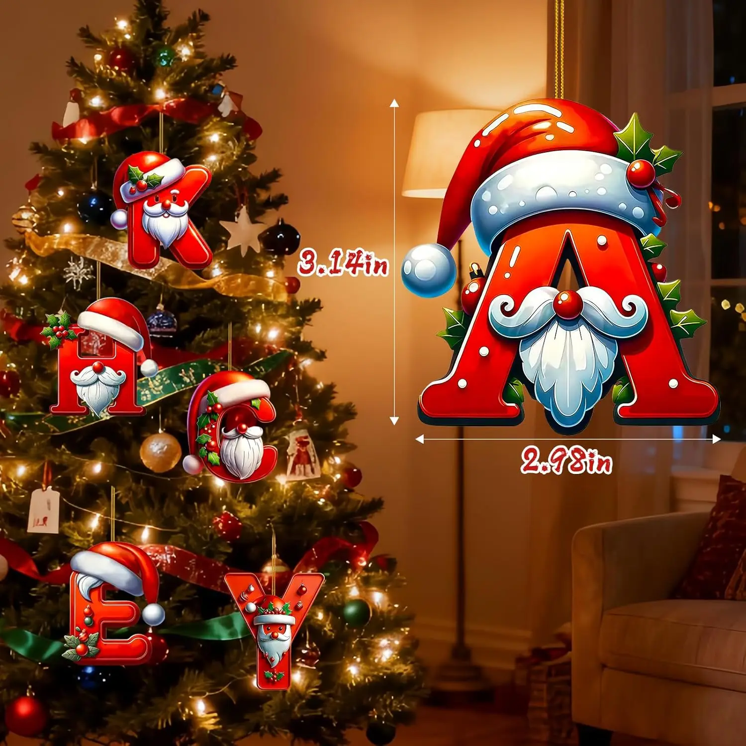 

New Christmas Tree Decoration With 26 Letters Retro Farmhouse Style Acrylic Flat Decoration Pendant Decoration