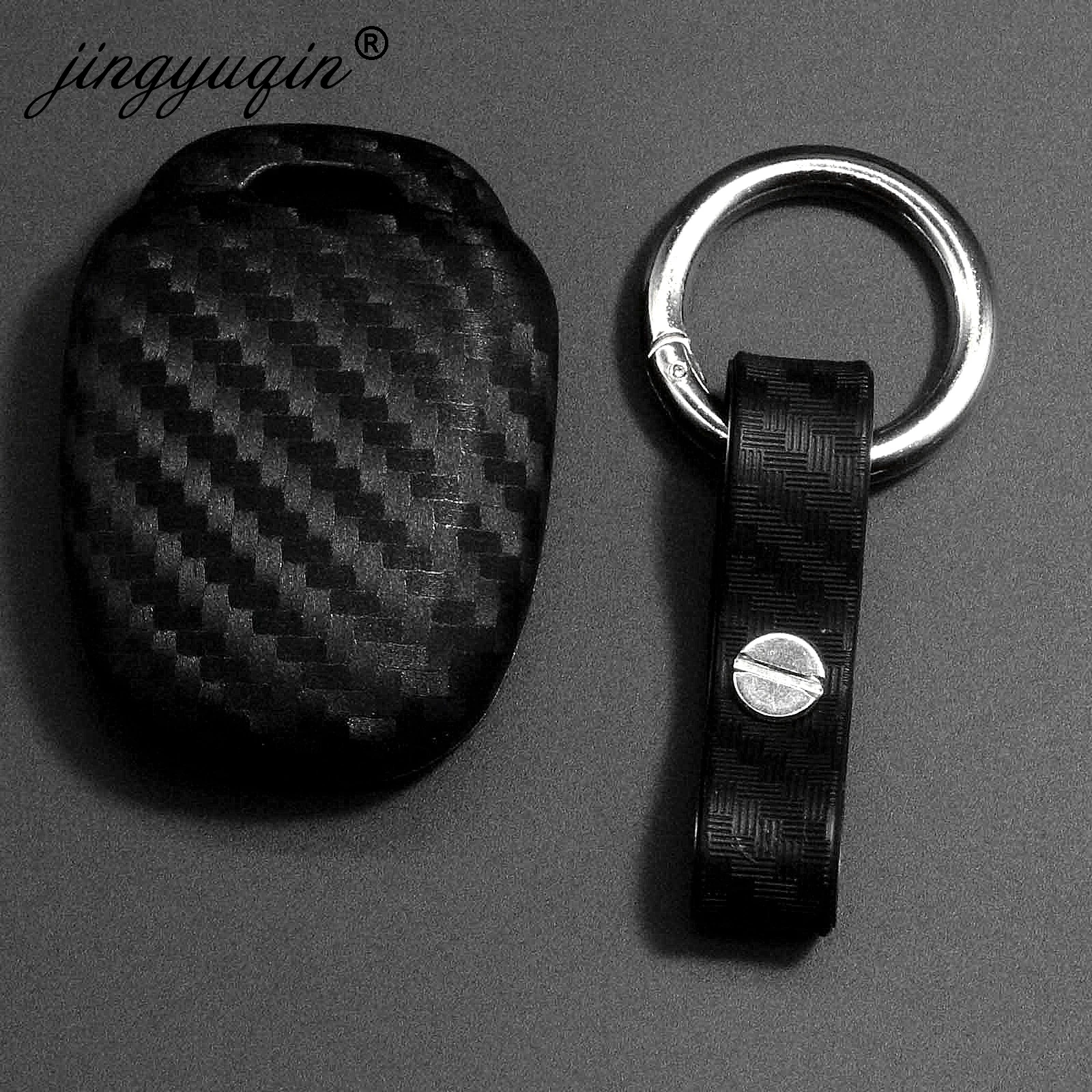 jingyuqin Carbon Silicone Fob Cover For Toyota Yaris Camry Corolla Echo Rav4 Prado Highlander Reiz 4 Buttons Remote Car Key Case