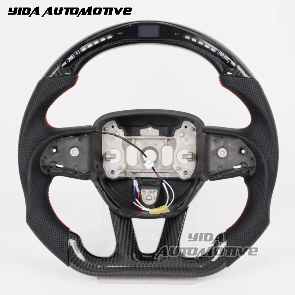 

Custom Car Steering Wheel fit for dodge challenger charger srt exhaust 2015 2020 LED RPM Heated Carbon Fiber Steering Wheel