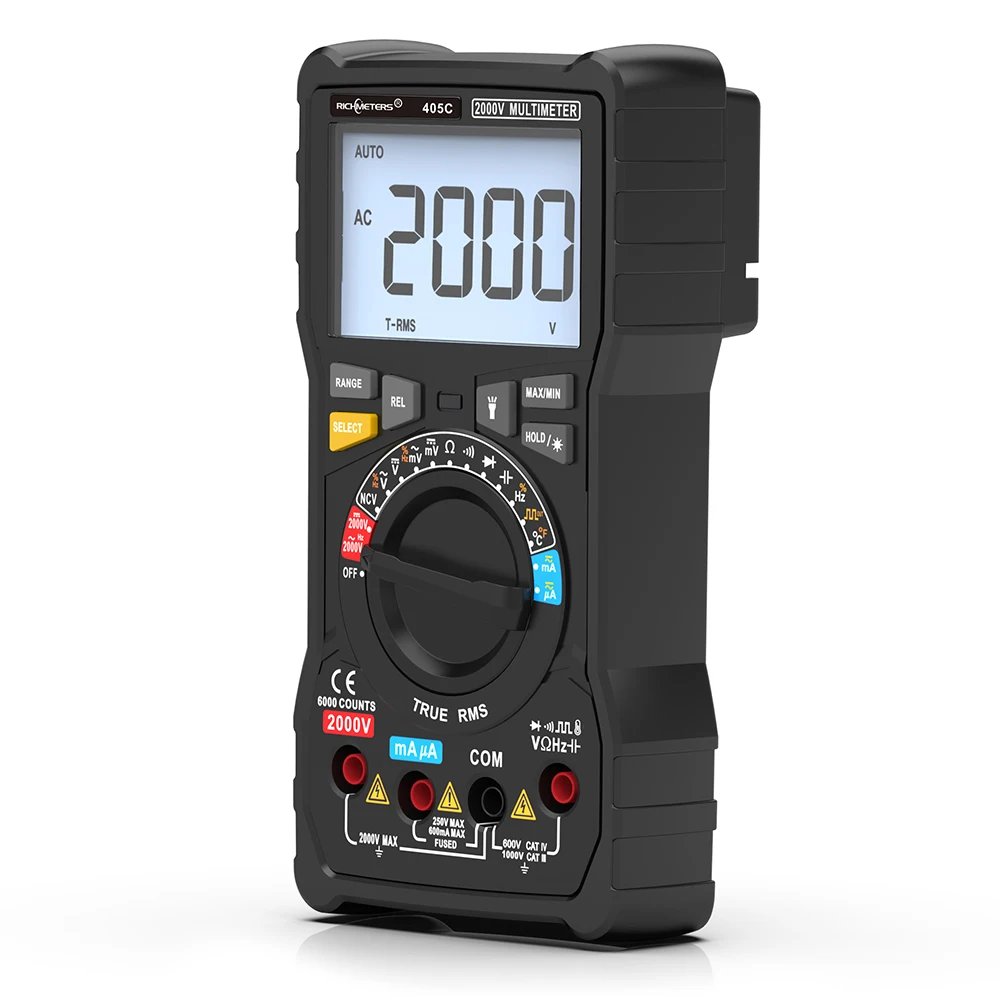 RICHMETERS Digital Multimeter Auto Ranging Colorful Screen Capacitance Resistance Anti Burn ACDC Voltage Temperature Tester