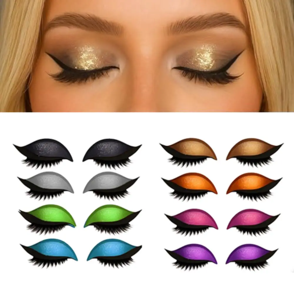Parche autoadhesivo para pestañas, sombra de ojos perezosa, maquillaje rápido 3 en 1, pegatinas para maquillaje de ojos con delineador de ojos, sombra de ojos, pegatinas para pestañas