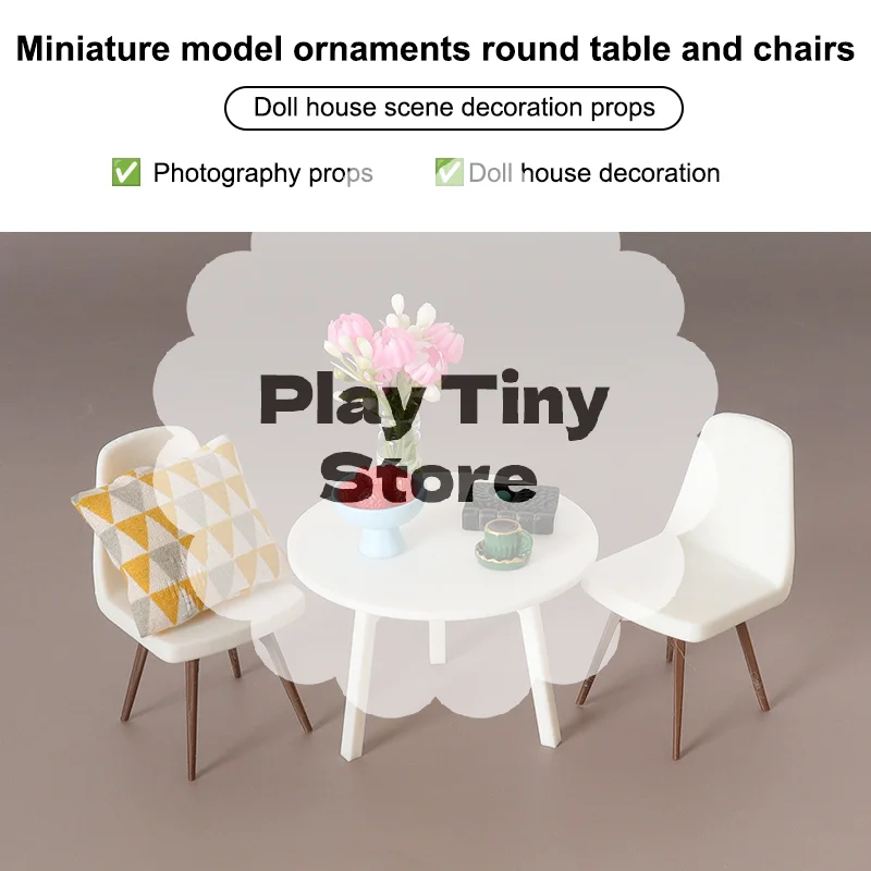 تتميز بتفاصيل مجموعة أثاث بيت الدمى بمقياس 1/12، محاكاة كرسي طاولة غرفة المعيشة المصممة بشكل قوي #1