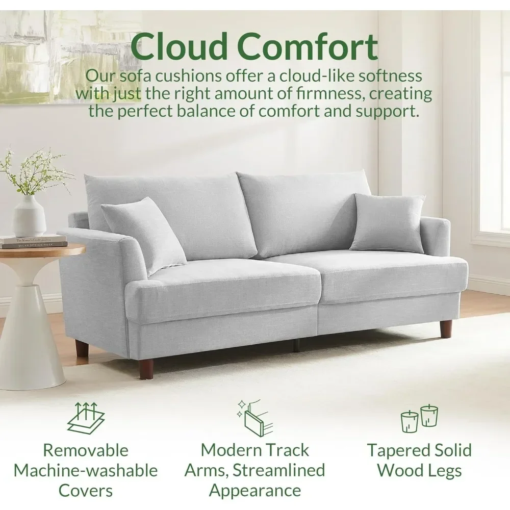 Sofá Comfort – Sofá de 81" e 3 lugares, inclui 2 almofadas combinando, sofá com capas removíveis e laváveis à máquina
