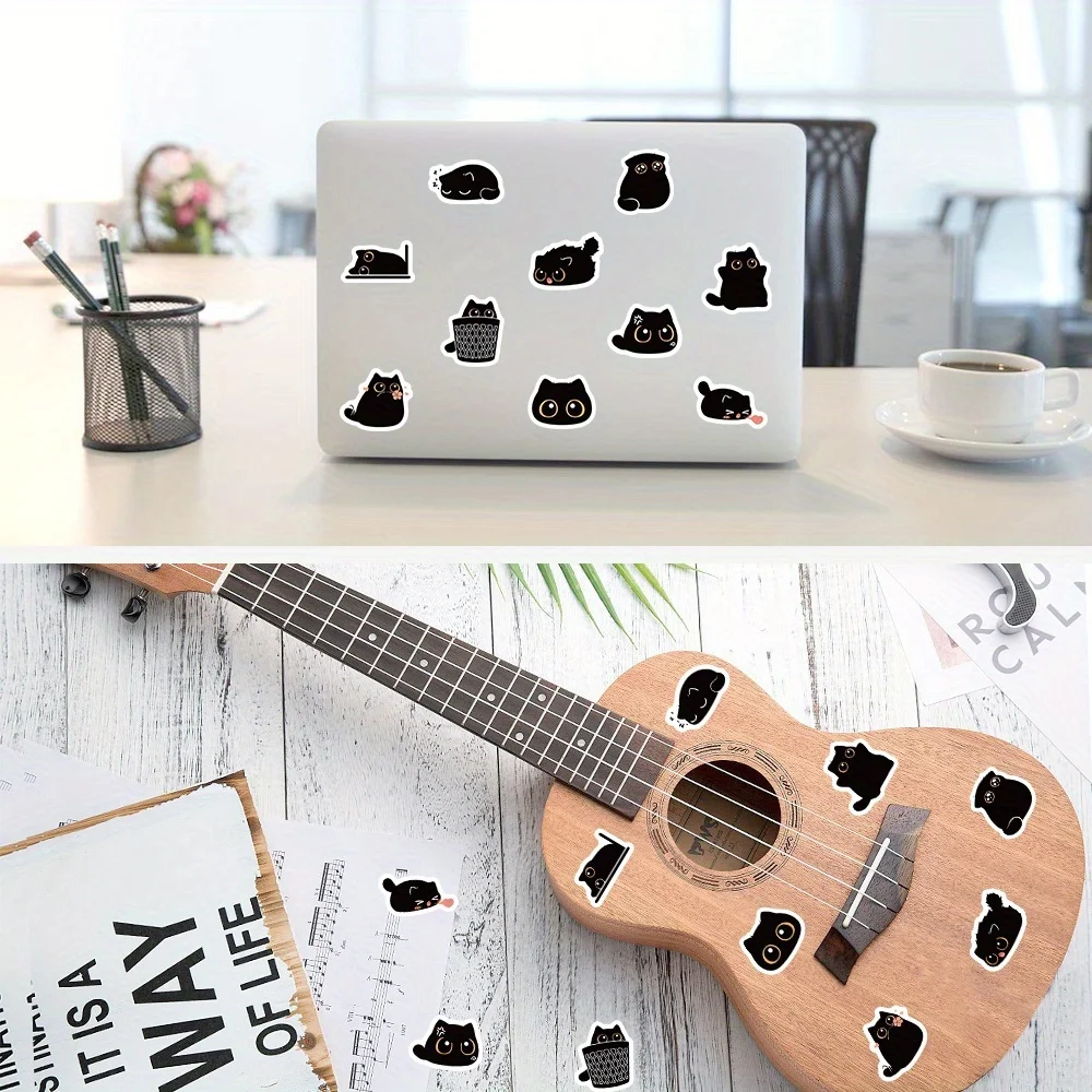 500pcs/roll Cute Black Cat Stickers Cartoon Self Adhesive Labels Animal Stickers for Journal Gift Sealing DIYCrafts Packaging view 5