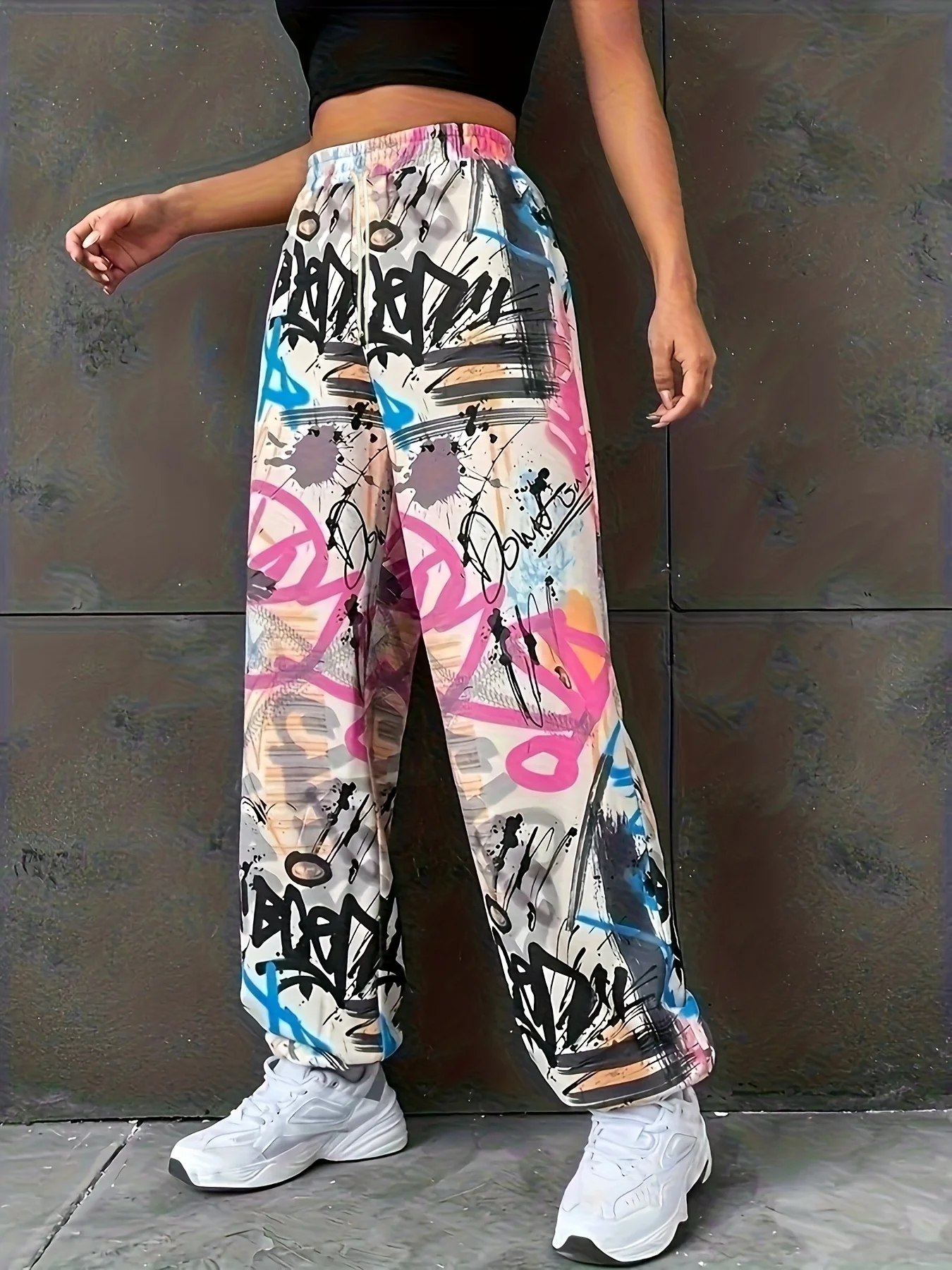 2026 Sommer Kinder Schnelltrocknende Jogginghose Mehrfarbiger Graffiti-Druck Kordelzug Elastischer Bund Modische Lässige Streetwear-Hose