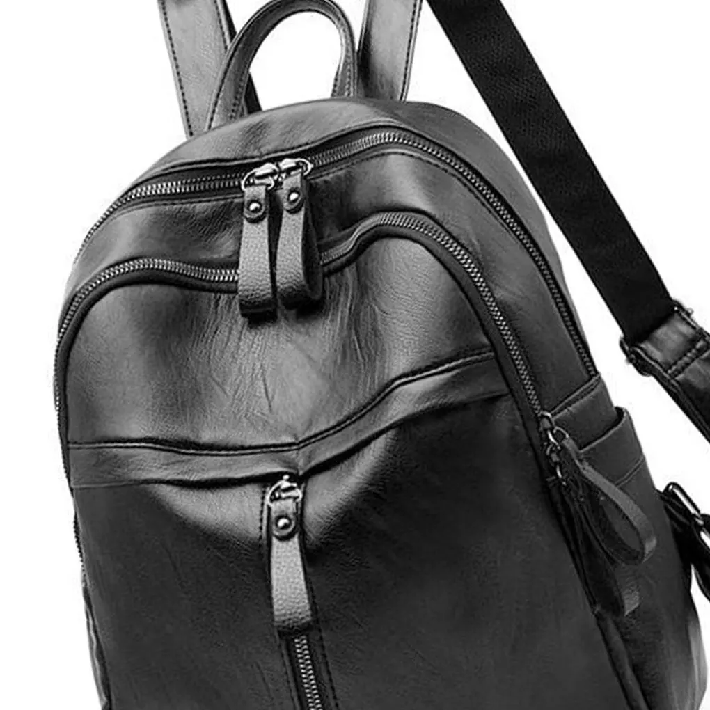 حقيبة ظهر كاجوال سوداء بسيطة لتخزين الضروريات اليومية، حقيبة عصرية من البولي يوريثان مقاومة للماء #2