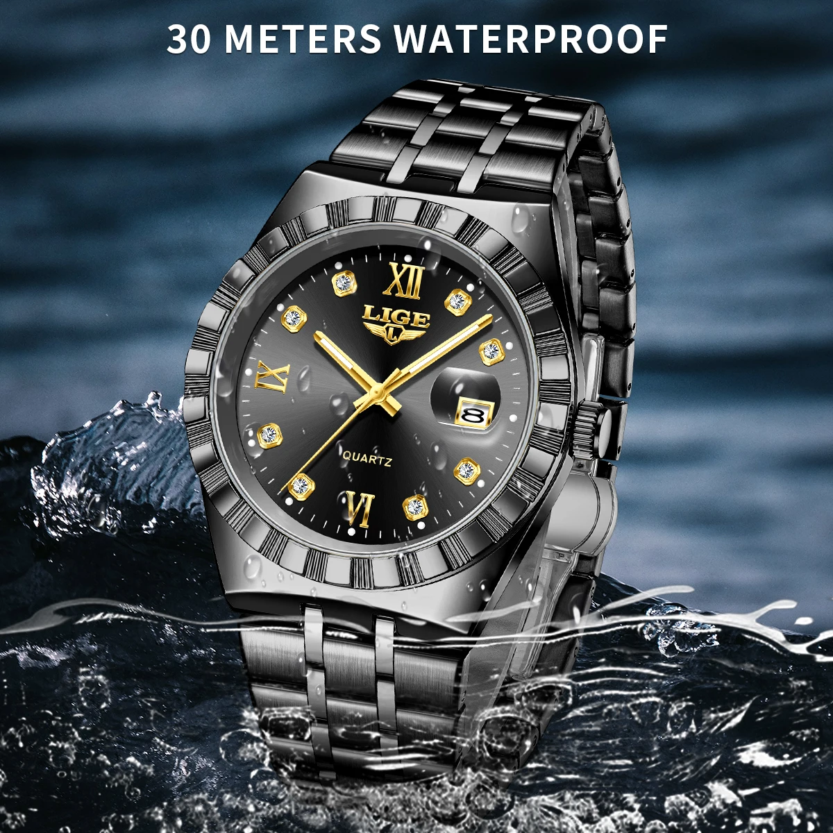 LIGE 2025 TOP Women's Watch simple luminous creative watches stainless steel calendar waterproof quartz wristwatch lady relogio