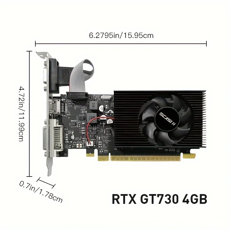وحدة معالجة الرسومات SEJISHI GT730 4GB DDR3 مناسبة للميزانية - تشغيل فيديو عالي الوضوح، استهلاك منخفض للطاقة، عامل شكل صغير