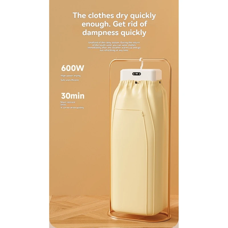 A84G-Foldable Travel Clothes Dryer-Compact Portable Design With PTC Heating, Cover& Manual Included