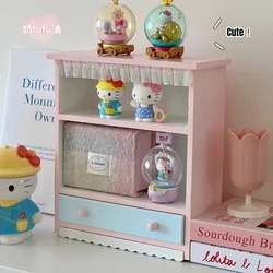 Ins Wooden Display Double-layer Desktop Storage Cabinet Doll Storage Box Multi-function Perfume Cosmetics Ornaments Storage Rack