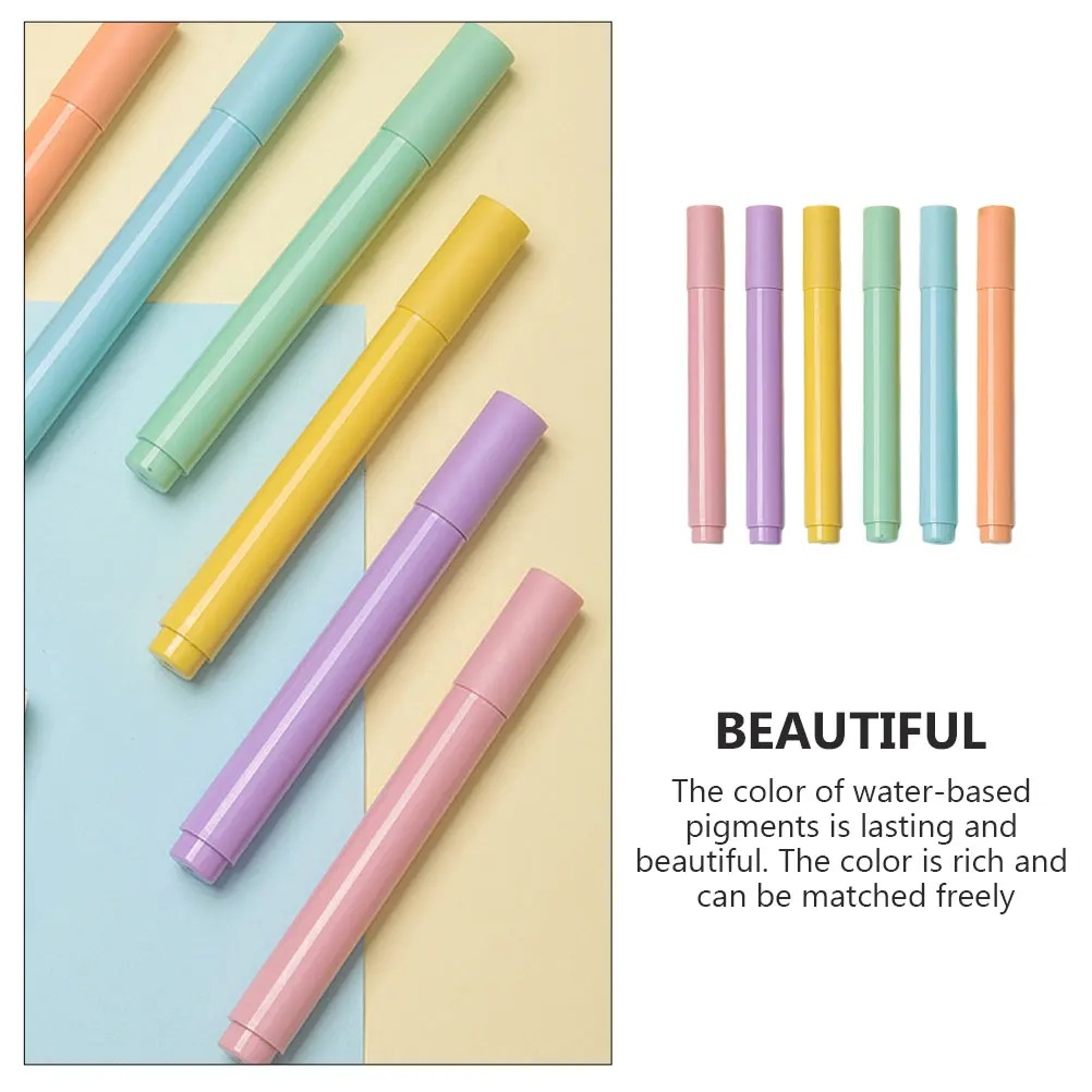 6 Pcs Milk Tea Highlighter Pens Soft Colors Large Capacity Eye Protection Markers Student Bookmarks Study Aids Note Taking Tools