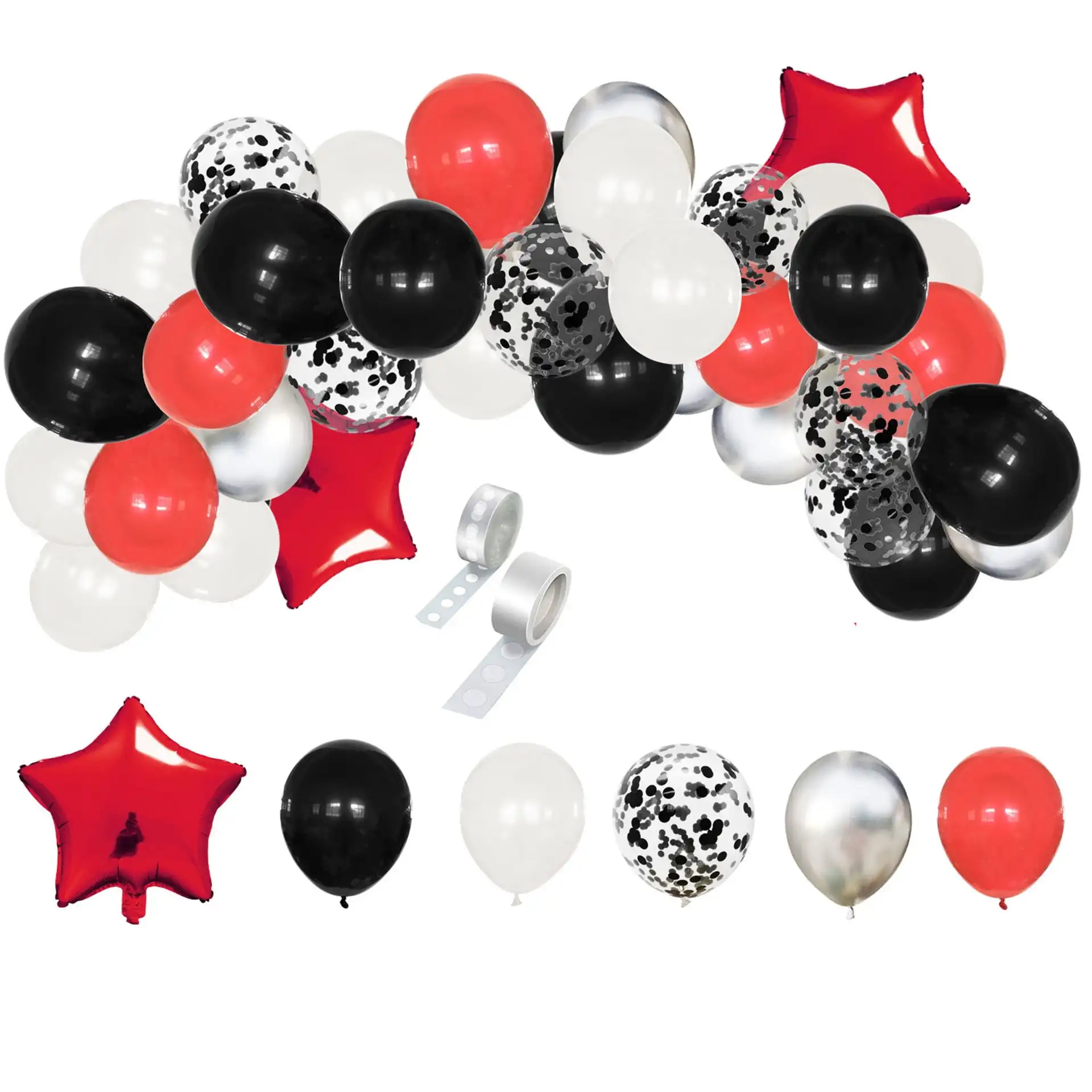 40 sztuk czerwony czarny biały balon łuk girlanda, kasyno nocne balony na imprezę girlanda czarny biały czerwony lateksowe balony konfetti