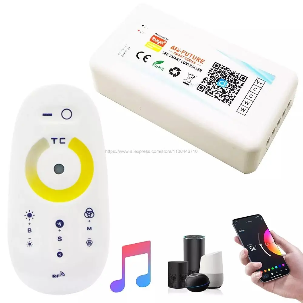 WiFi Smart Controller Tuya Alexa Google Home Voice DC5-24V Single Color Dimmer CCT RGB RGBW RGB CCT 5 in 1 LED Strip APP RF 2.4G