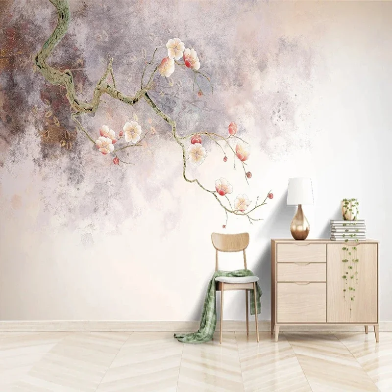 Retro Meticulous Plum Blossom Photo Mural Wallpaper Living Room TV Sofa Bedroom Home Decor Wall Cloth Papel De Parede 3D Fresco