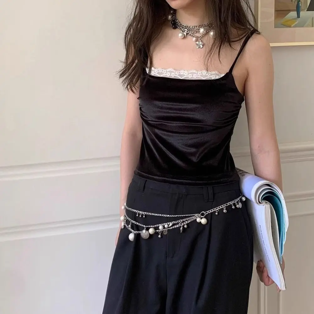 المعادن القوس اللؤلؤ الخصر سلسلة الكورية نمط الحب قلادة الطازجة الخصر سلسلة سبيكة الأقلية تصميم المرأة مجوهرات للجسم النساء